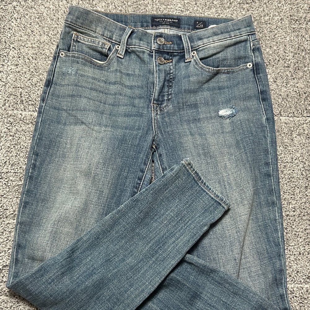 Lucky Brand Women's Distressed Blue Skinny Jeans